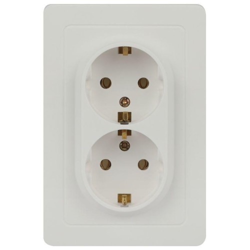 Розетка 2-м СП Style 7-205-01 16А 250В IP20 2х2P+E Schuko с заземл. бел. Intro Б0060621