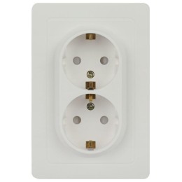 Розетка 2-м СП Style 7-208-01 16А 250В IP20 2х2P+E Schuko с заземл. защ. шторки бел. Intro Б0060625