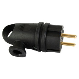 Вилка угловая 16А с кольцом каучуковая с/з модель В16-002 Sb2-PZ Black черн. Volsten 14430