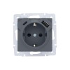 Розетка Vesna с заземл. TC+USB разъем графит LEZARD 742-3488-181TC