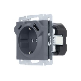 Розетка Vesna с заземл. TC+USB разъем графит LEZARD 742-3488-181TC