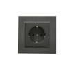 Розетка 1-м Karea LINE STAR с заземл. дым. металлик Makel 86050028