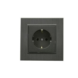 Розетка 1-м Karea LINE STAR с заземл. дым. металлик Makel 86050028