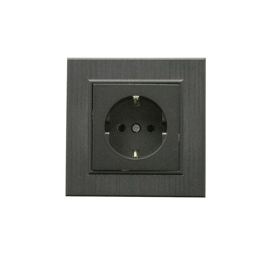 Розетка 1-м Karea LINE STAR с заземл. дым. металлик Makel 86050028