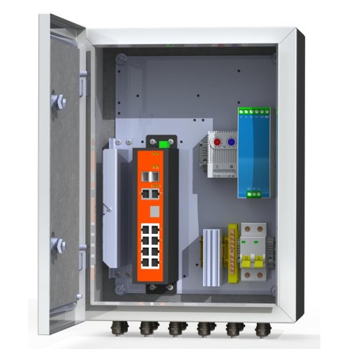 Термошкаф коммутационный 8хPoE 2хSFP 4хSC IP66 300х400х210мм 6 УТП 8К Mastermann 00-00015654