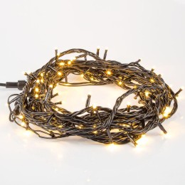 Гирлянда светодиодная управляемая"Нить" 10м 100LED тепл. бел. 10Вт 220-240В IP65 8 режимов провод ПВ