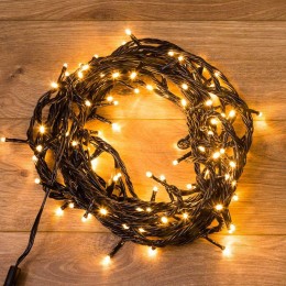 Гирлянда светодиодная управляемая"Нить" 20м 200LED тепл. бел. 20Вт IP65 провод ПВХ черн. (нужен конт