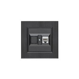 Розетка компьютерная CAT 5+гнездо Karea LINE STAR дым. металлик Makel 86050035