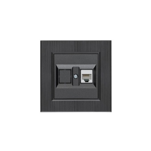 Розетка компьютерная CAT 5+гнездо Karea LINE STAR дым. металлик Makel 86050035