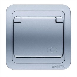Розетка 1-м СП Mimoza 10А IP20 с крышкой серебр./серебр. Makel 26629