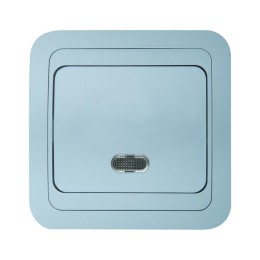 Выключатель 1-кл. 1п СП Mimoza 10А IP20 с подсветкой серебр./серебр. Makel 26621