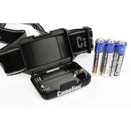 Фонарь налобный LED5355 1Вт COB LED 3 реж. 3XAAA пласт. блист. черн. Camelion 13748