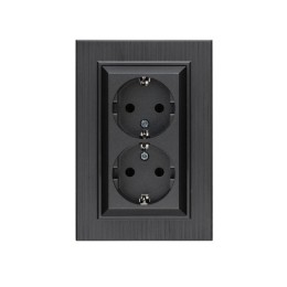 Розетка 2-я Karea LINE STAR с заземл. дым. металлик Makel 86050082