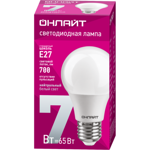 Лампа светодиодная 71 648 OLL-A60-7-230-4K-E27 7Вт грушевидная 4000К нейтр. бел. E27 610лм 220-240В