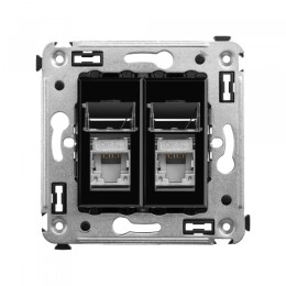 DKC Avanti Компьютерная розетка RJ-45 в стену, кат.5e двойная экранированная, "Черный квадрат"
