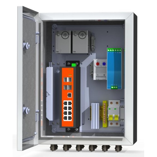 Термошкаф коммутационный 8хPoE 2хSFP 4хSC IP66 300х400х210мм 6 УТП 8КУ ГЗ Mastermann 00-00015657