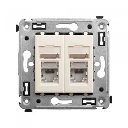 DKC Avanti Компьютерная розетка RJ-45 в стену, кат.5e двойная экранированная, "Ванильная дымка"