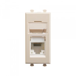 DKC Avanti Компьютерная розетка RJ-45 модульная, кат.6А, "Ванильная дымка", 1 модуль