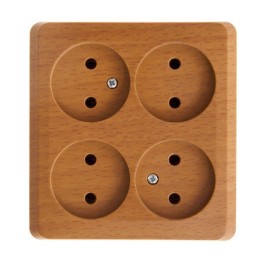 Розетка 4-м ОП Этюд 16А IP20 250В без заземл. без защ. шторок бук SE PA16-205T