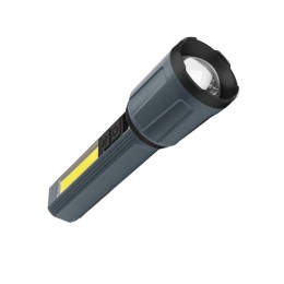 Фонарь аккумуляторный ручной 3Вт LED+5Вт COB LED zoom-линза Li-ion 18650 1200мА.ч корпус ABS-пластик