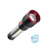 Фонарь аккумуляторный ручной 10Вт LED+5Вт COB LED+красн. zoom-линза Li-ion 18650 2200мА.ч Power-bank