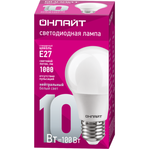Лампа светодиодная 71 650 OLL-A60-10-230-4K-E27 10Вт грушевидная 4000К нейтр. бел. E27 820лм 220-240