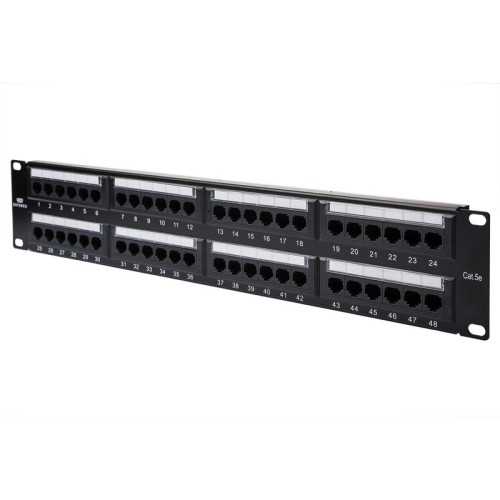 Патч-панель кат.5E UTP 19дюйм 2U 48хRJ45 568A/В черн. с организат. Datarex DR-4021