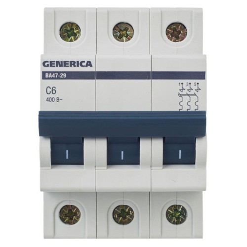 Выключатель автоматический модульный 3п C 6А 4.5кА ВА47-29 GENERICA MVA25-3-006-C