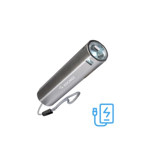 Фонарь аккумуляторный ручной LED 1Вт линза аккум. Li-ion 18650 1.2А.ч Power-bank USB-шнур ABS-пласти