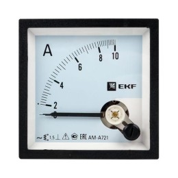 Амперметр аналоговый AM-A721 на панель 72х72 квадрат. вырез 10А прям. подкл. EKF am-a721-10/ama-721-