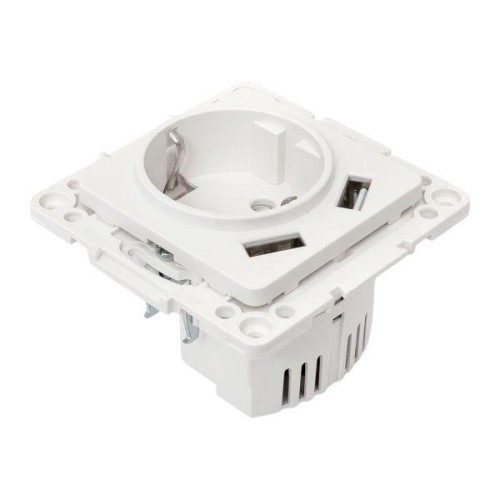 Розетка 1-м СП Стокгольм 16А USB 2A с заземл. защ. шторки винтов. клеммы механизм бел. EKF EYR16-2US