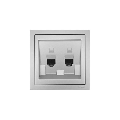 Розетка 2-мест. компьютерная СП ZIMA IP20 сер. матов. LEZARD 704-7488-141