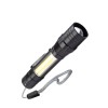 Фонарь аккумуляторный ручной LED 1Вт + COB 5Вт линза зум аккум. Li-ion 18650 1А.ч USB-шнур ABS-пласт