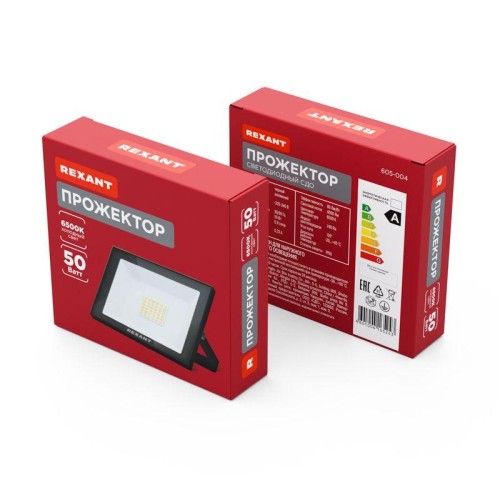 Прожектор светодиодный 50Вт 200-260В IP65 4000лм 6500К хол. бел. Rexant 605-004