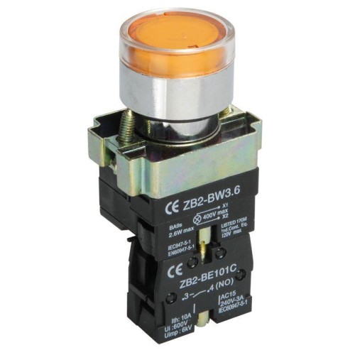 Кнопка LAY5-BW3561 1НО с подсветкой желт. KARAT IEK BBT50-BW-K05