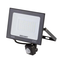 Прожектор светодиодный 50Вт 200-260В IP44 4000лм 6500К хол. бел. с датчиком движения Rexant 605-009