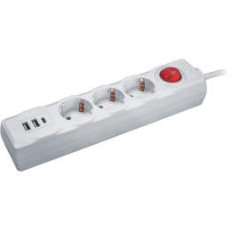 Удлинитель 3х1.8м с заземл. 16А IP20 61 455 NPE-USB01-03-180-ESC-3х1 2хUSB 2.1А 3х1 с выкл. Navigato