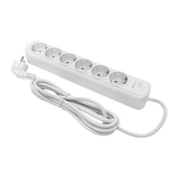 Удлинитель с сетевым фильтром 6х5м с заземл. 10А IP20 Блокбастер 2.2кВт ПВС 3х0.75 с выкл. PROxima E