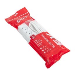 Удлинитель с сетевым фильтром 6х5м с заземл. 10А IP20 Блокбастер 2.2кВт ПВС 3х0.75 с выкл. PROxima E