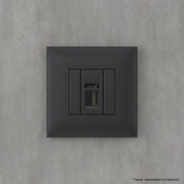 Розетка USB 2.0 1-м СП Avanti "Черный матовый" тип А-А DKC 4412403