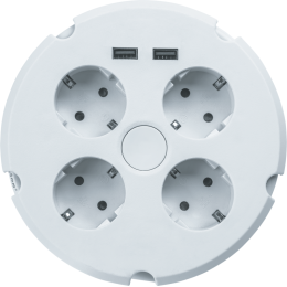 Удлинитель 4х1.5м с заземл. 16А IP20 61 456 NPE-USB02-04-150-ESC-3х1 2хUSB 2.1А 3х1 с выкл. Navigato