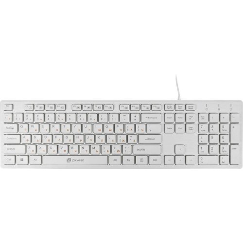 Клавиатура 500M бел. USB slim Multimedia 500M ОКЛИК 1061586