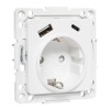 Розетка 1-м СП Стокгольм 16А USB A+C с заземл. защ. шторки винтов. клеммы механизм бел. EKF EYR16-2U