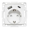 Розетка 1-м СП Стокгольм 16А USB A+C с заземл. защ. шторки винтов. клеммы механизм бел. EKF EYR16-2U