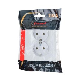 Розетка 2-мест. с/з СП ZIMA IP20 16А ПБТ безвинт. зажим бел. LEZARD 704-0200-127BQC