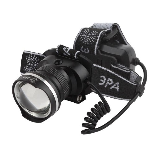 Фонарь аккумуляторный налобный GA-806 CREE 5Вт регулир. фокус литиевый аккум. 2.5А.ч алюм. USB пласт