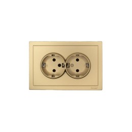 Розетка 2-мест. с/з СП ZIMA IP20 16А ПБТ безвинт. зажим зол. LEZARD 704-3600-127BQC