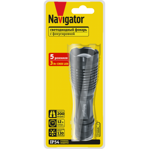 Фонарь 71 039 NPT-CM11-3AAA алюм. 1 CREE LEDx3Вт 5 режимов Navigator 71039