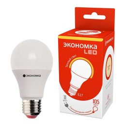 Лампа светодиодная А60 11Вт грушевидная 3000К тепл. бел. E27 850лм 220-240В ЭКОНОМКА Eco_LED11wA60E2