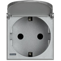 Розетка 1-м СП 2мод. Axolute 16А IP20 250В 2P+E с боков. заземл. Schuko экранир. контакты с крышкой